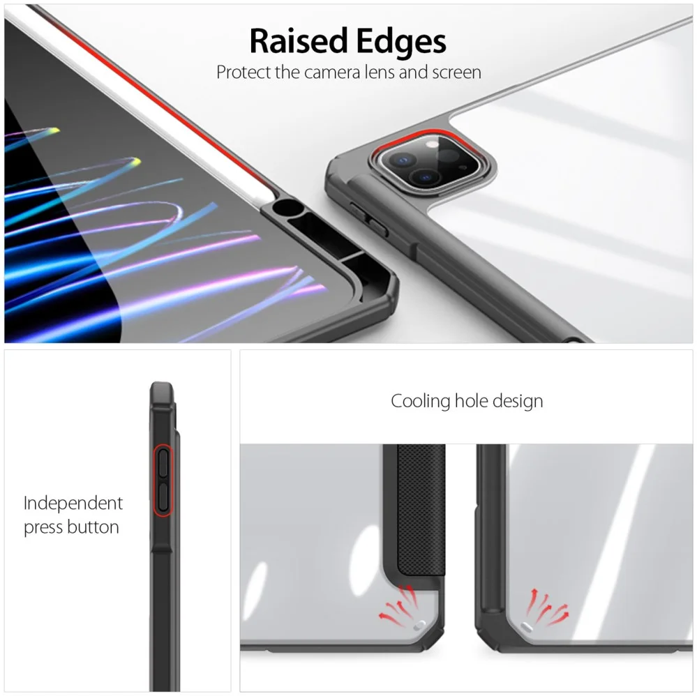 Dux Ducis Toby iPad Pro 13 (2024/2025) Hoes Tri-Fold Book Case Zwart afbeelding 4