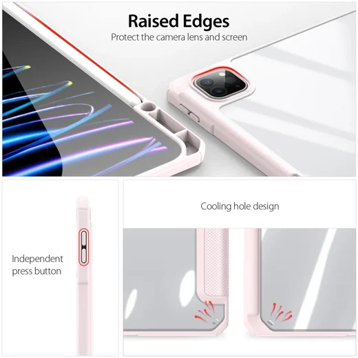 Dux Ducis Toby iPad Pro 13 (2024/2025) Hoes Tri-Fold Book Case Roze afbeelding 4