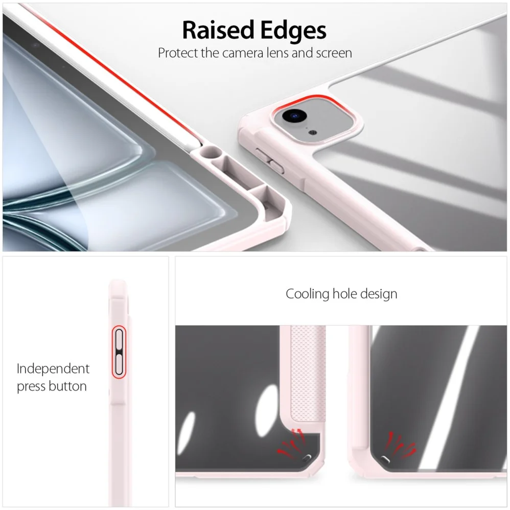 Dux Ducis Toby Apple iPad Air 13 (24/25/26) Hoes Tri-Fold Book Case Roze afbeelding 6