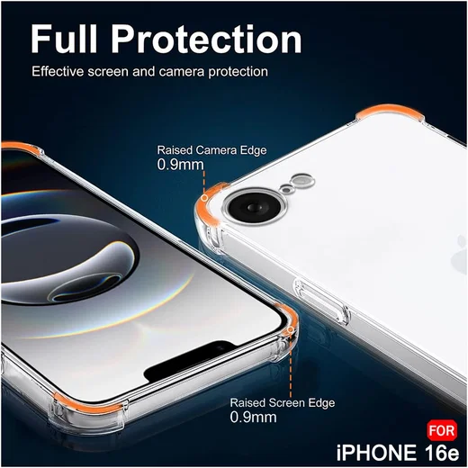 Apple iPhone 17e / 16e Hoesje Schokbestendig en Dun TPU Back Cover Transparant afbeelding 6