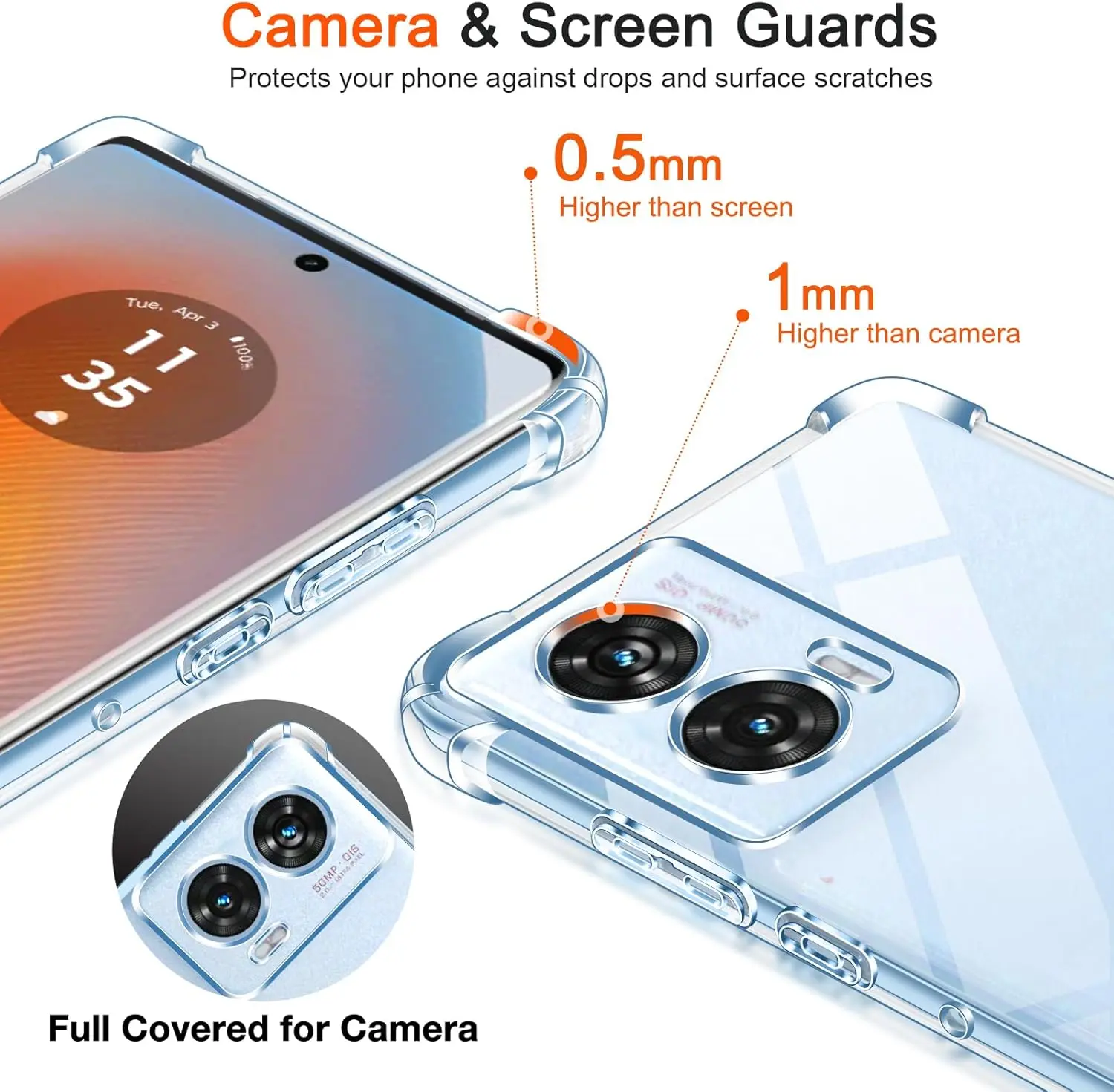 Motorola Edge 50 Fusion Hoesje Schokbestendig en Dun TPU Back Cover Transparant afbeelding 5