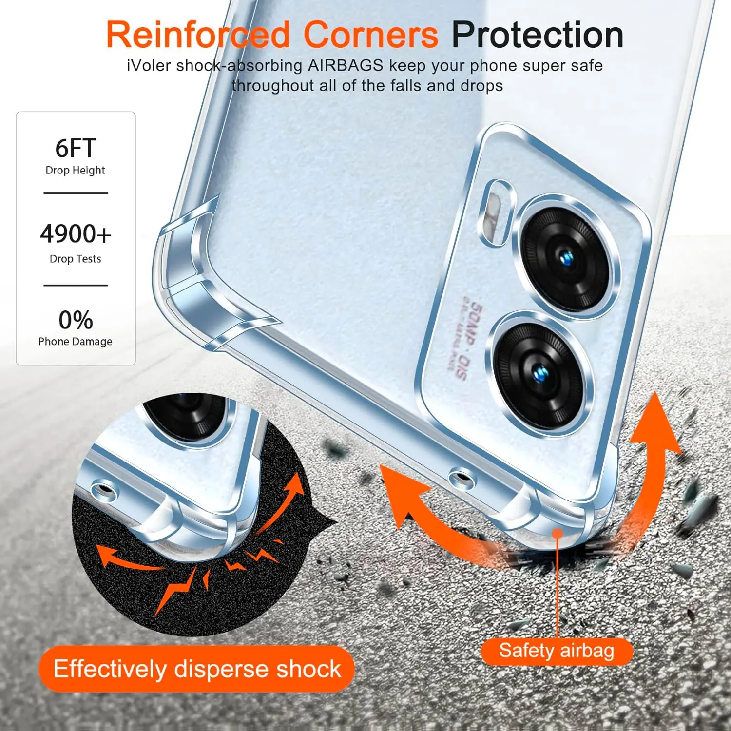 Motorola Edge 50 Fusion Hoesje Schokbestendig en Dun TPU Back Cover Transparant afbeelding 2