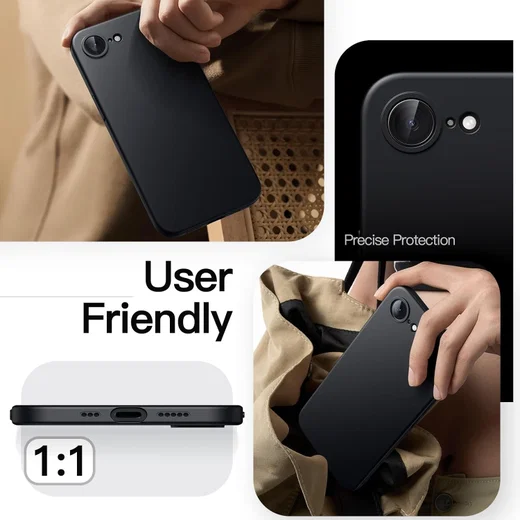 Apple iPhone 17e / 16e Hoesje Matte Back Cover Dun TPU Zwart afbeelding 7