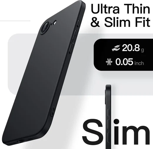 Apple iPhone 17e / 16e Hoesje Matte Back Cover Dun TPU Zwart afbeelding 2