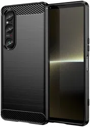 Sony Xperia 1 VI Hoesje Geborsteld TPU Flexibele Back Cover Zwart afbeelding