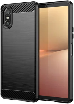 Sony Xperia 10 VI Hoesje Geborsteld TPU Flexibele Back Cover Zwart