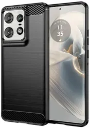 Motorola Edge 50 Pro Hoesje Geborsteld TPU Flexibele Back Cover Zwart afbeelding