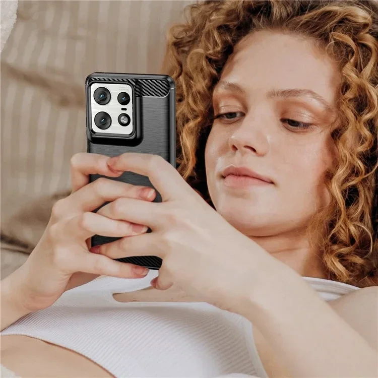 Motorola Edge 50 Pro Hoesje Geborsteld TPU Flexibele Back Cover Zwart afbeelding 8