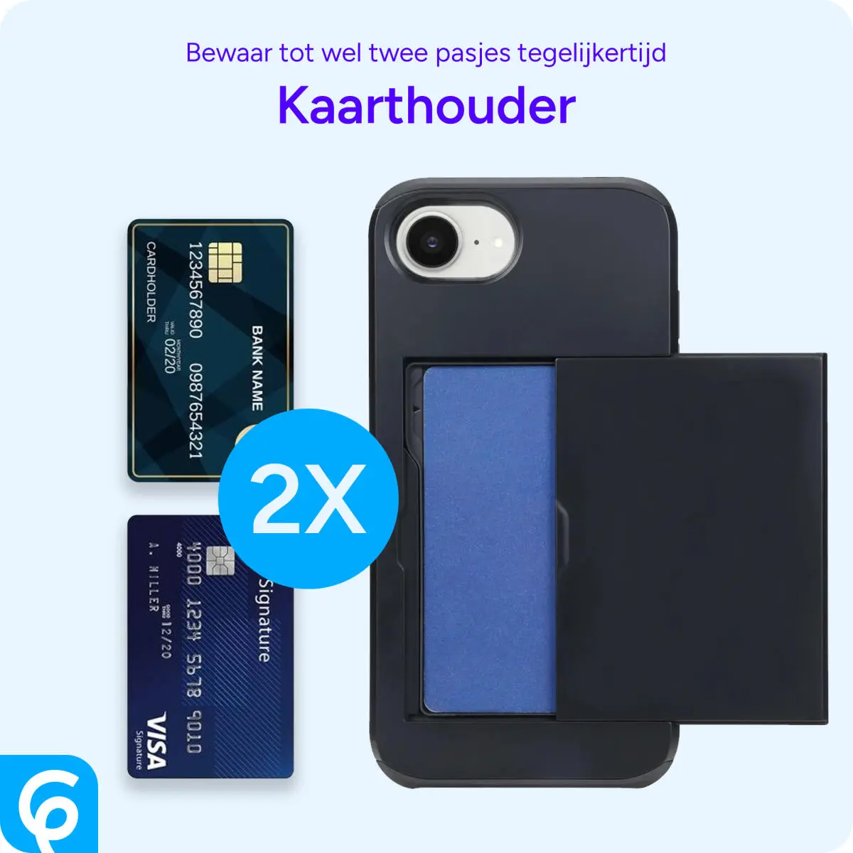 Apple iPhone 16e Hoesje met Slider Kaarthouder Back Cover Zwart afbeelding 5