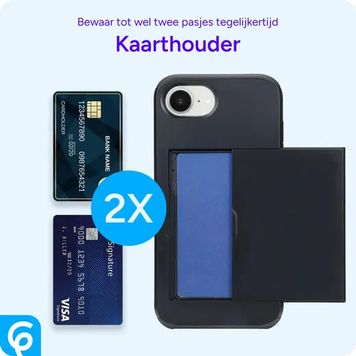 Apple iPhone 16e Hoesje met Slider Kaarthouder Back Cover Zwart afbeelding 5