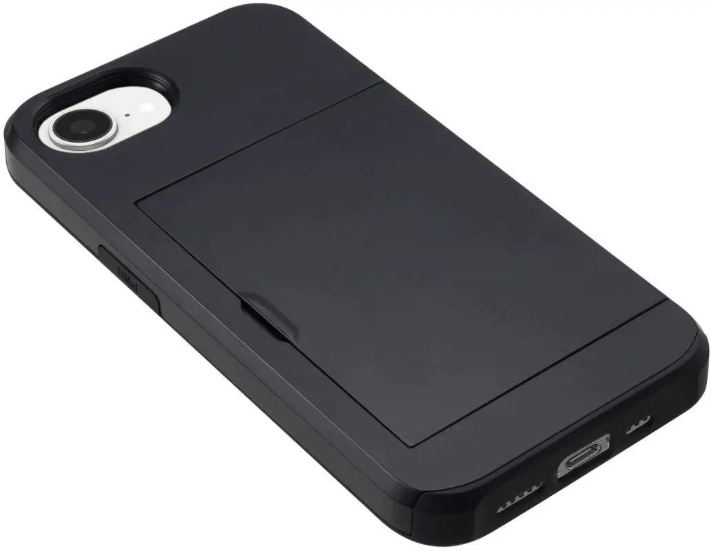 Apple iPhone 16e Hoesje met Slider Kaarthouder Back Cover Zwart afbeelding 13