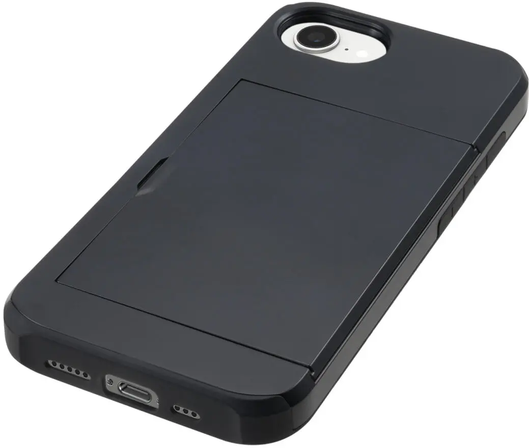 Apple iPhone 16e Hoesje met Slider Kaarthouder Back Cover Zwart afbeelding 14
