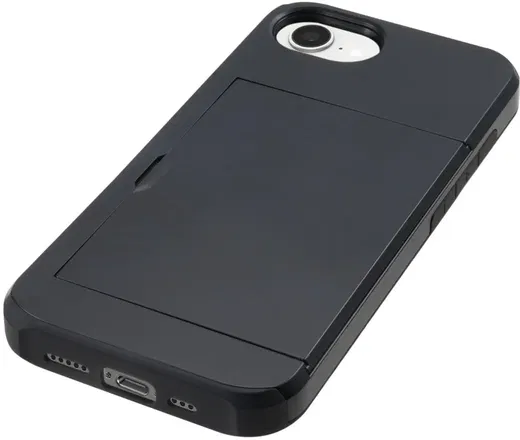 Apple iPhone 16e Hoesje met Slider Kaarthouder Back Cover Zwart afbeelding 14