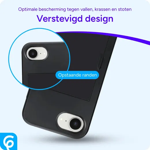 Apple iPhone 16e Hoesje met Slider Kaarthouder Back Cover Zwart afbeelding 2