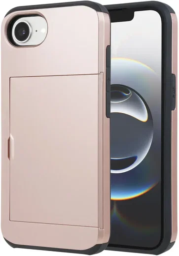 Apple iPhone 17e / 16e Hoesje met Slider Kaarthouder Back Cover Roze afbeelding 2