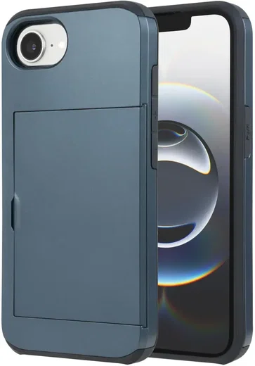 iPhone 17e/16e Hoesje met Pasjeshouder Slider voor 2 Pasjes Blauw afbeelding 2