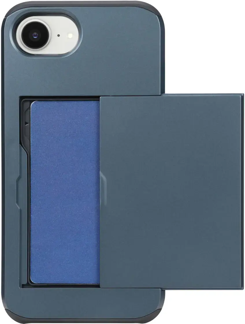iPhone 17e/16e Hoesje met Pasjeshouder Slider voor 2 Pasjes Blauw afbeelding 5