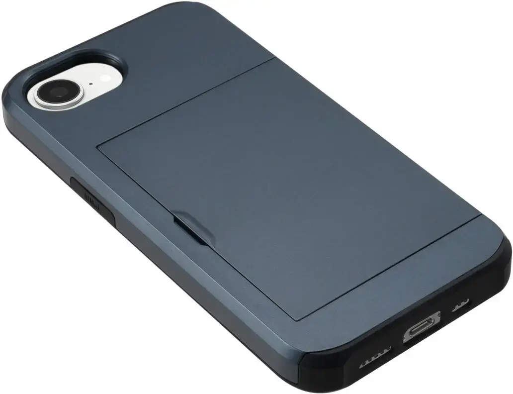 iPhone 17e/16e Hoesje met Pasjeshouder Slider voor 2 Pasjes Blauw afbeelding 15