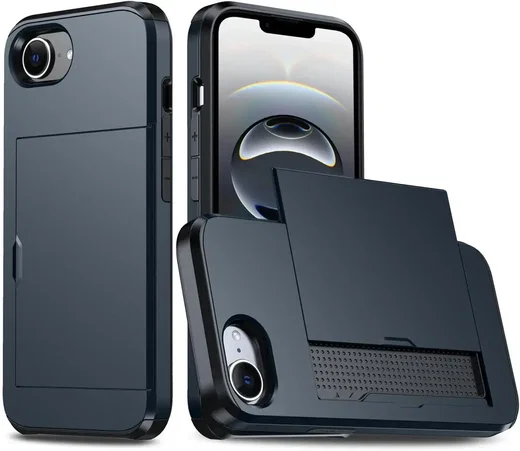 iPhone 17e/16e Hoesje met Pasjeshouder Slider voor 2 Pasjes Blauw afbeelding 1