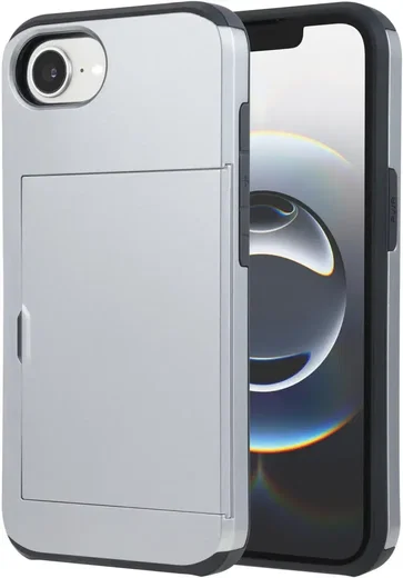 Apple iPhone 17e / 16e Hoesje met Slider Kaarthouder Back Cover Grijs afbeelding 2