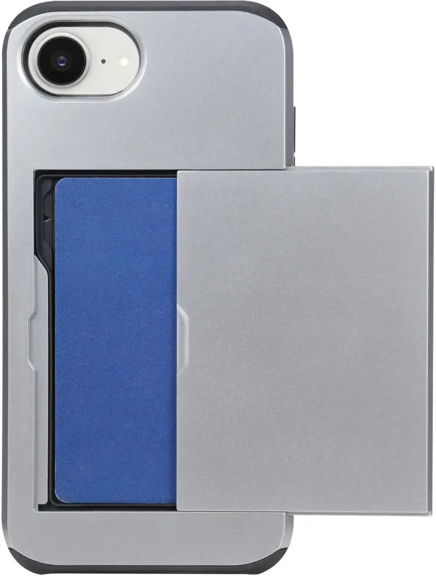 Apple iPhone 17e / 16e Hoesje met Slider Kaarthouder Back Cover Grijs afbeelding 11