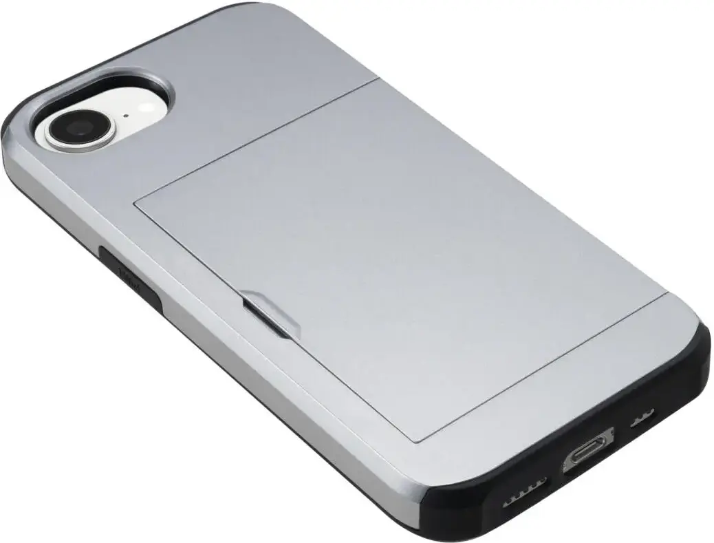 Apple iPhone 17e / 16e Hoesje met Slider Kaarthouder Back Cover Grijs afbeelding 15