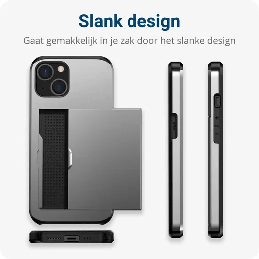 Apple iPhone 17e / 16e Hoesje met Slider Kaarthouder Back Cover Grijs afbeelding 8