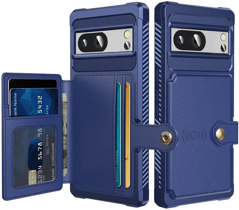 Google Pixel 8a 3 in 1 Back Cover Portemonnee Hoesje Blauw afbeelding 1
