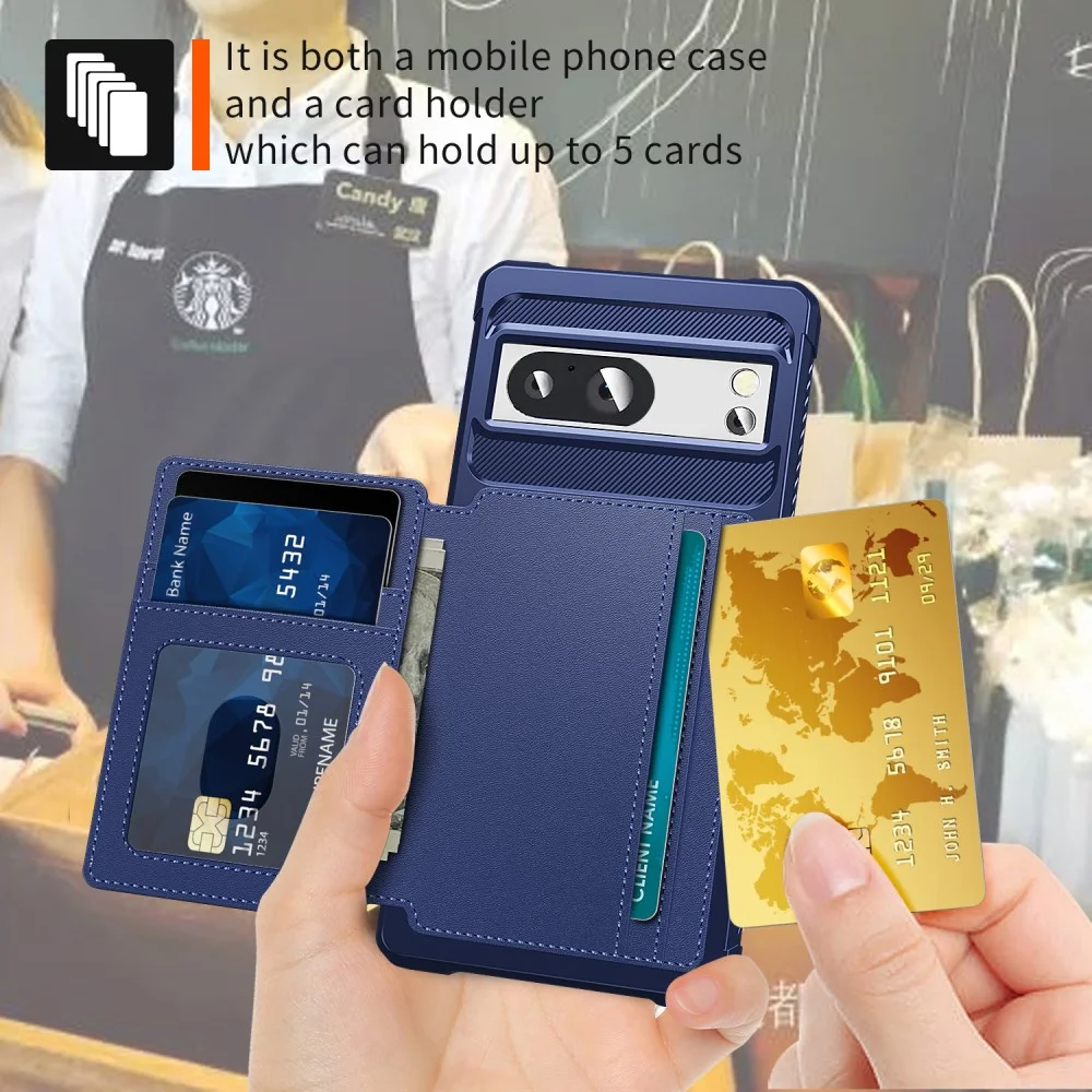 Google Pixel 8a 3 in 1 Back Cover Portemonnee Hoesje Blauw afbeelding 6