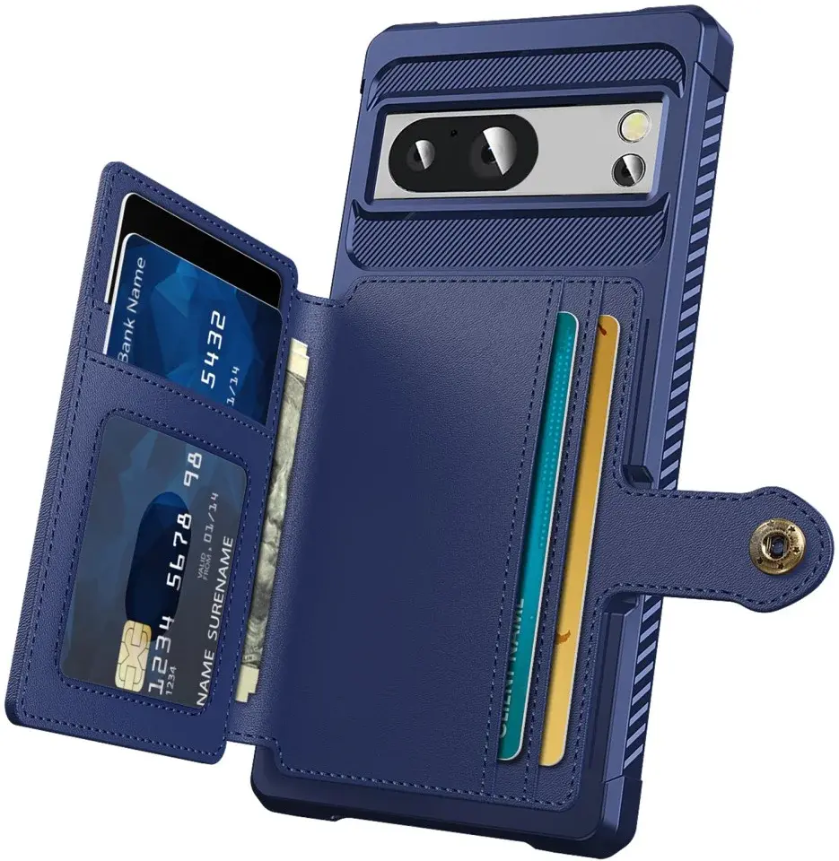 Google Pixel 8a 3 in 1 Back Cover Portemonnee Hoesje Blauw afbeelding 3