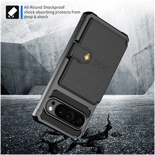 Google Pixel 9 / 9 Pro 3 in 1 Back Cover Portemonnee Hoesje Zwart afbeelding 5