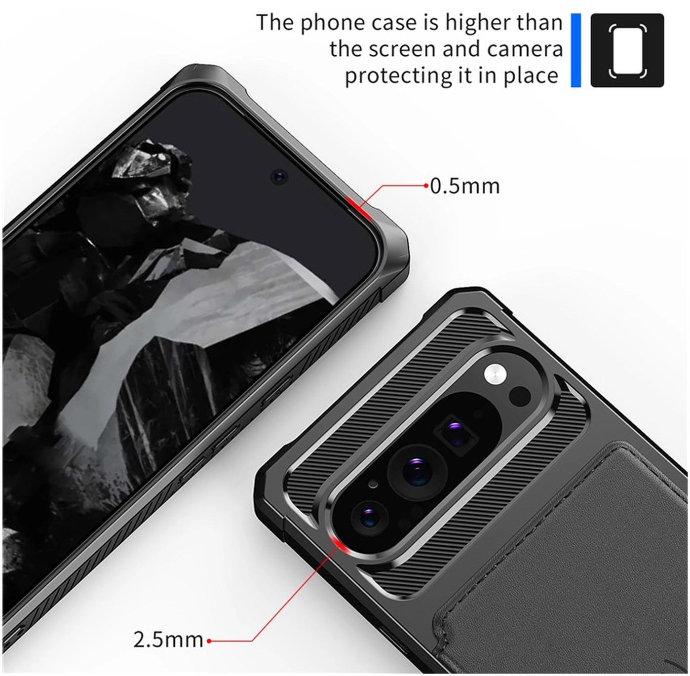 Google Pixel 9 / 9 Pro 3 in 1 Back Cover Portemonnee Hoesje Zwart afbeelding 8