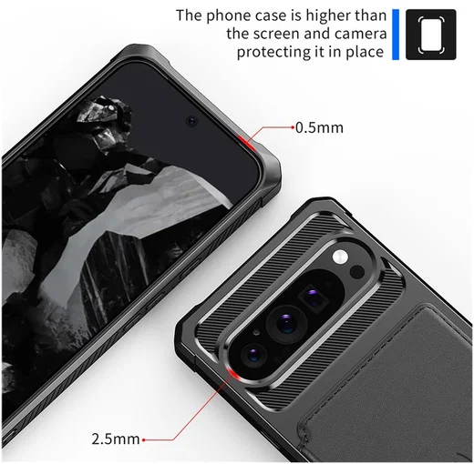 Google Pixel 9 / 9 Pro 3 in 1 Back Cover Portemonnee Hoesje Zwart afbeelding 8