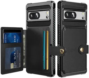 Google Pixel 9 Pro XL 3 in 1 Back Cover Portemonnee Hoesje Zwart