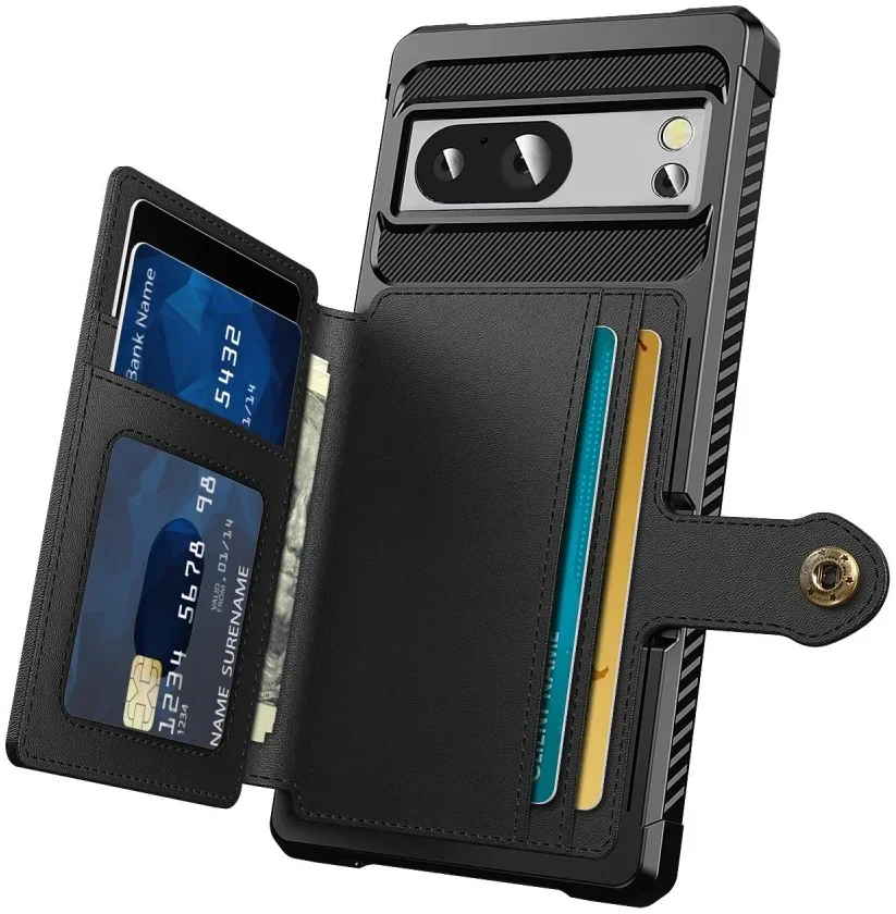 Google Pixel 9 Pro XL 3 in 1 Back Cover Portemonnee Hoesje Zwart afbeelding 2