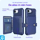Apple iPhone 17e / 16e TPU Back Cover met Kunstleren Wallet Blauw afbeelding 5