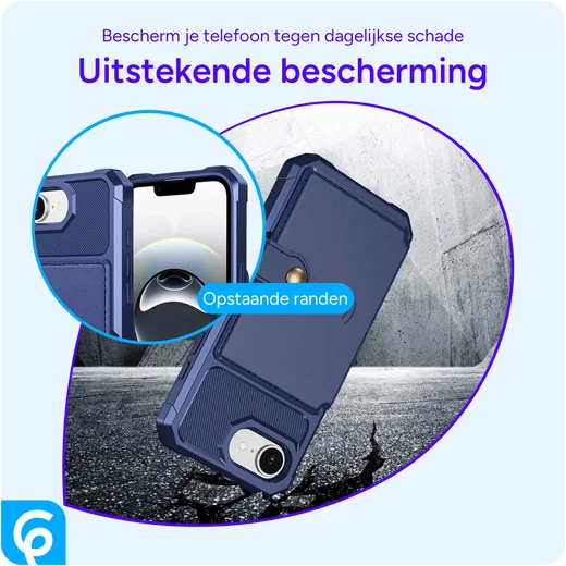 Apple iPhone 17e / 16e TPU Back Cover met Kunstleren Wallet Blauw afbeelding 6