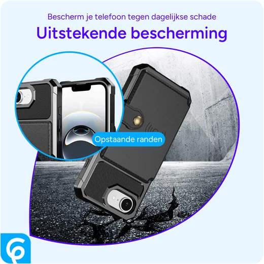Apple iPhone 17e / 16e TPU Back Cover met Kunstleren Wallet Zwart afbeelding 6