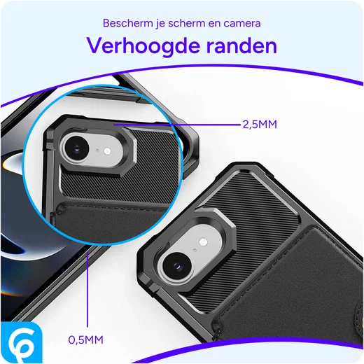Apple iPhone 17e / 16e TPU Back Cover met Kunstleren Wallet Zwart afbeelding 8