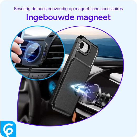 Apple iPhone 17e / 16e TPU Back Cover met Kunstleren Wallet Zwart afbeelding 9