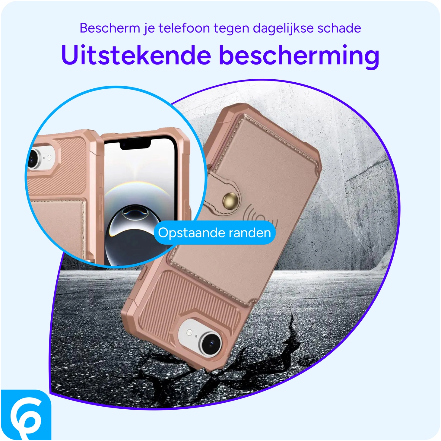 Apple iPhone 17e / 16e TPU Back Cover met Kunstleren Wallet Roze afbeelding 6