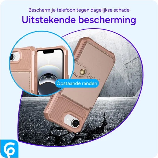 Apple iPhone 17e / 16e TPU Back Cover met Kunstleren Wallet Roze afbeelding 6
