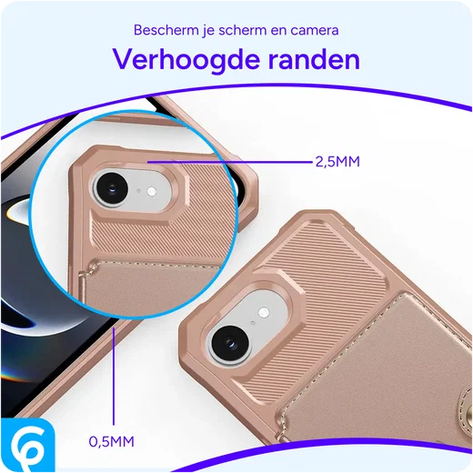 Apple iPhone 17e / 16e TPU Back Cover met Kunstleren Wallet Roze afbeelding 8