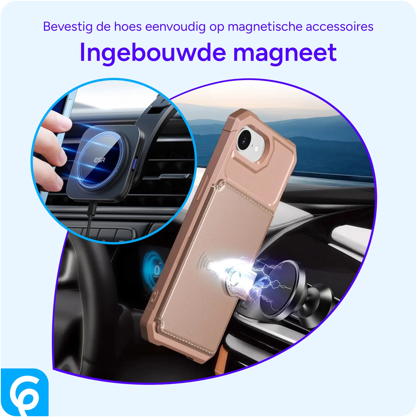 Apple iPhone 17e / 16e TPU Back Cover met Kunstleren Wallet Roze afbeelding 9
