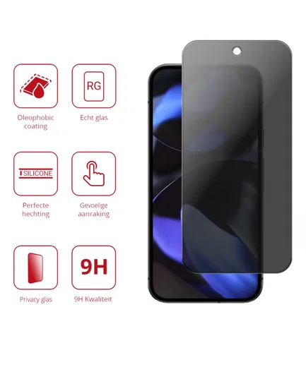 Rosso Google Pixel 9 9H Tempered Glass Screen Protector Privacy afbeelding 2