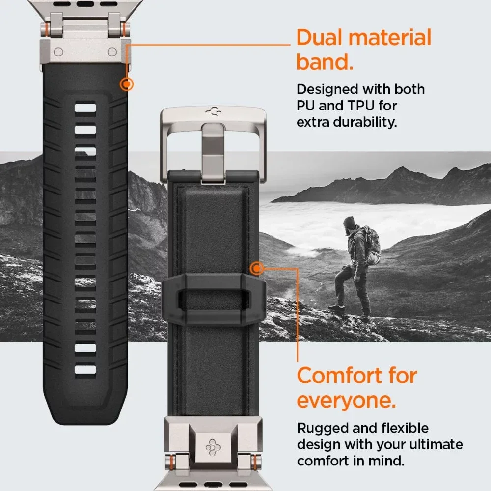 Spigen DuraPro - Apple Watch 1-10/SE/Ultra Bandje - 49/46/45/44/42MM Zwart afbeelding 4