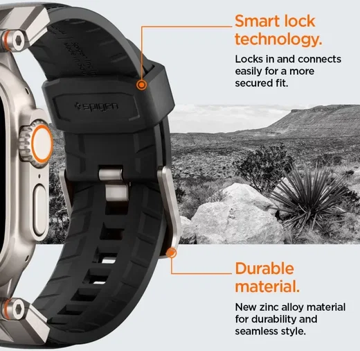 Spigen DuraPro - Apple Watch 1-10/SE/Ultra Bandje - 49/46/45/44/42MM Zwart afbeelding 7
