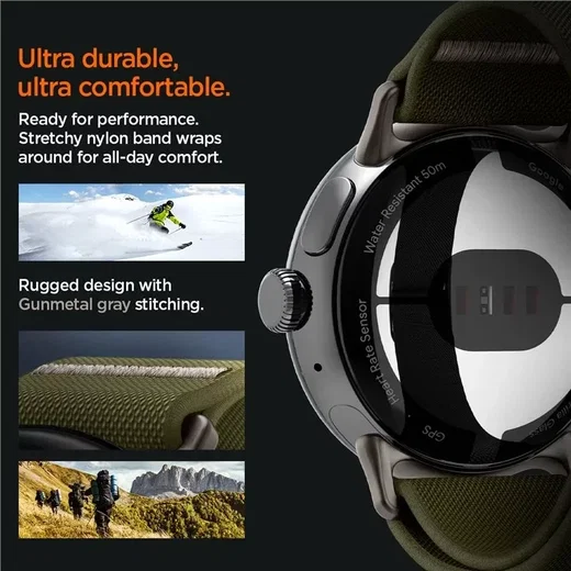 Spigen Lite Fit - Google Pixel Watch / Watch 2 Bandje - Khaki afbeelding 4