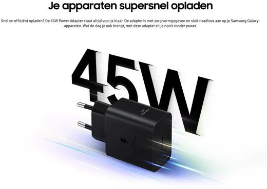 Originele Samsung 45W Efficiency Adapter met USB-C Kabel 1.8 Meter 5A Zwart afbeelding 3