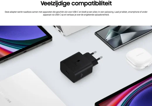 Originele Samsung 45W Efficiency Adapter met USB-C Kabel 1.8 Meter 5A Zwart afbeelding 6